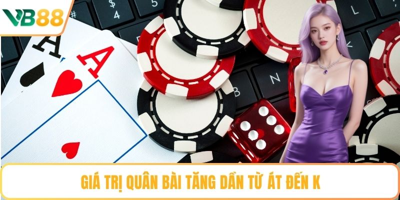 Giá trị quân bài tăng dần từ Át đến K